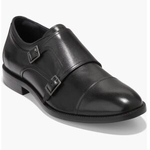 Cole Haan Black Leather Double Monk Strap Oxfords